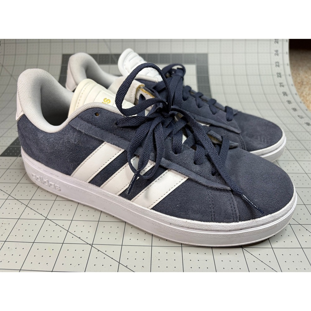 Adidas Grand Court Alpha Shoes Sneakers Mens 9.5 Blue Suede Gold ID5710